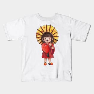 Watercolor - Japanese umbrella girl Kids T-Shirt